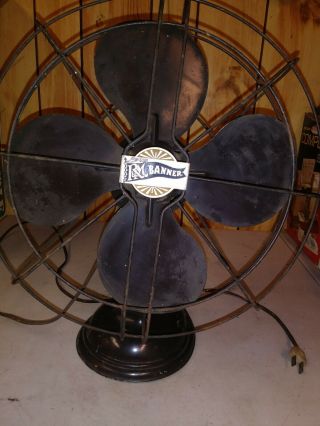 Antique Vintage R&m Banner Metal Table Fan Brown 8.  5” Diameter -