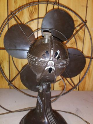 Antique Vintage R&M Banner Metal Table Fan Brown 8.  5” Diameter - 3