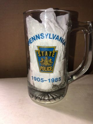Pennsylvania State Police Glass Beer Mug 80th Anniversary