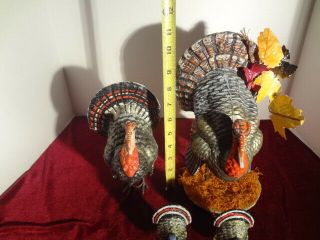 2 Vintage Paper Mache or Comp Turkey Candy Containers & 2 small German Turkeys 3