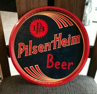 Vintage Pilsen - Heim Beer 12 " Inch Metal Tin Litho Tray Pilsner Brg Hazleton Pa
