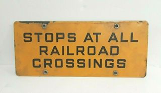 Vintage Small Railroad Train Crossings Metal Sign 14  X 6