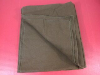 post - Vietnam Era US Army OD Green Wool Blend Blanket - Dated 1982 - 1 3
