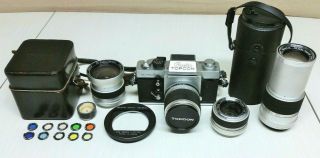 Vintage Topcon D 35mm Camera With Extra Lenses Filters & Accessories