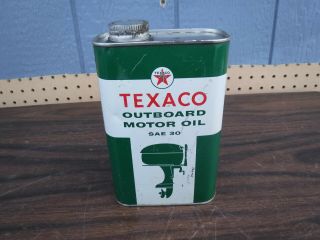 Texaco Outboard Boat 1 Quart Motor Oil Sae 30 Oil Can
