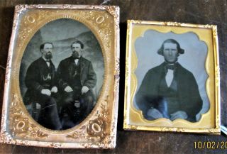 Two Framed Civil War Period Tintypes Of Well To Do Men,  One Could Be Brotherss