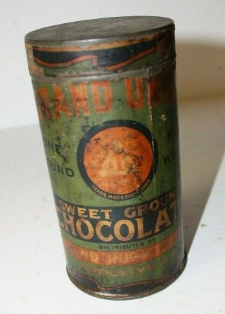 Vintage 1900s? Grand Union Sweet Ground Chocolate Tin Brooklyn Nyc