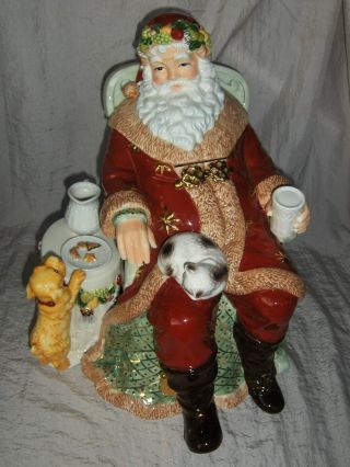 Waterford Holiday Heirloom St Nicholas Cookie Jar Santa With Cat & Dog