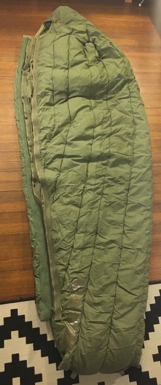 VTG US Army Sleeping Bag 1976 M - 1949 Outer Shell Arctic Type2 Feather Fill REG 3
