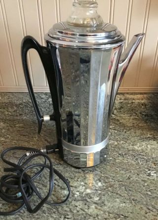 Vintage Ge Art Deco Coffee Percolator Pot General Electric Model 15p50 10 Cup