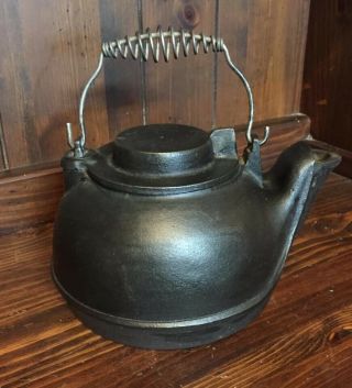 Antique Cast Iron Tea Kettle 3370 2 Made In Usa By Birmingham Stove Co.