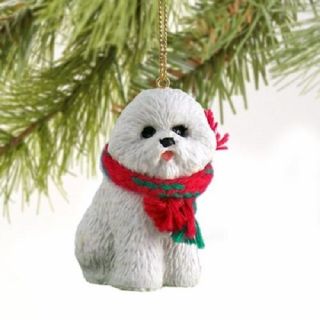 Bichon Frise Dog Hand Painted Ornament Resin Figurine Christmas Puppy Gift