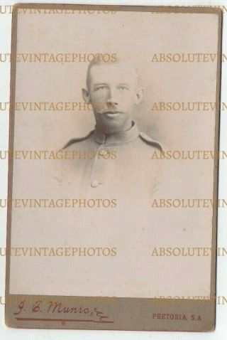 Military Cabinet Photo Soldier In Uniform Munro Studio Pretoria Boer War C.  1900