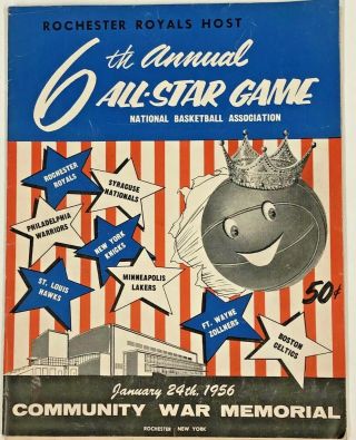 Vintage 6th Annual Nba All - Star Game Program Rochester War Memorial 1956