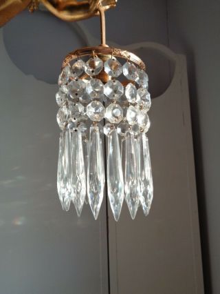 lovely large vintage french flying cherub crystal chandelier 3