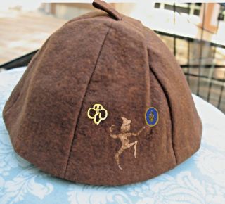 BROWNIE Girl Scout BEANIE Hat 1941 Official Uniform ELF,  2 PINS GIFT 2