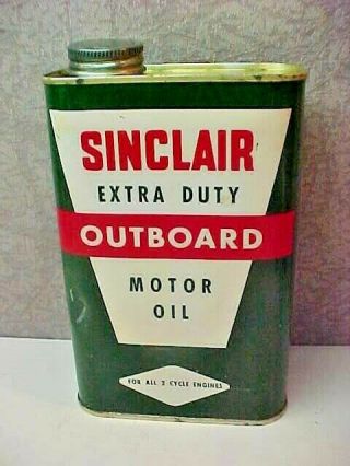 Vintage Sinclair Oil 1 Quart Outboard Motor Oil Metal Can