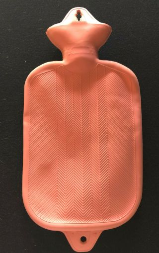 Vintage Pink Rubber Hot Water Bottle With White Screw Top,  Rexall Boxbury
