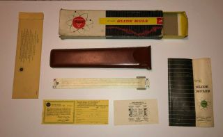 Vintage Pickett Model N1010 - T Slide Rule In Leather Case Box & Papers