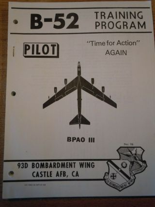 B52 Training Program " Time For Action Again: Dated December 86