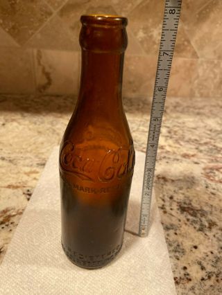 Antique 1900 - 1910 Amber Straight Sided Philadelphia Coca Cola Bottle 6 1/2 Oz.
