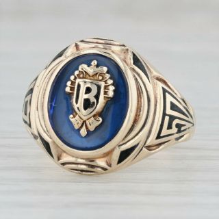 Vintage Signet Class Ring - 10k Yellow Gold Size 9 Blue Spinel 1950