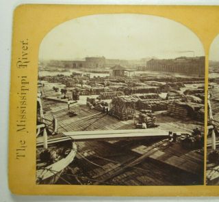 2/7 Orleans La,  Mississippi River Stereoview - A3 - Levee & General View