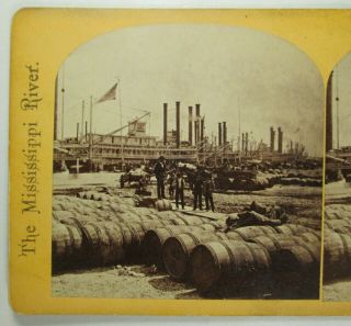 3/7 Orleans La,  Mississippi River Stereoview - A5 - Levee & General View C