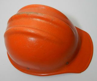 Vintage Orange Fiberglass Bullard 502 Hard Hat Ironworker