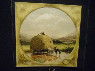 Victorian Scrap 9238 - Christmas Card - Hay Wagon - By Prang