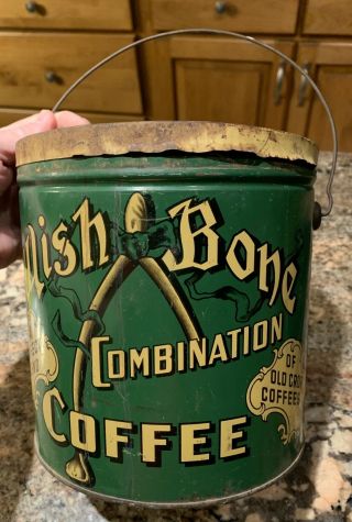 Vintage Wish Bone Coffee 4 Pound Tin - Bunn Capitol Grocery Co