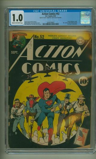 Action Comics 52 Cgc 1.  0 Wwii War Bond Cover