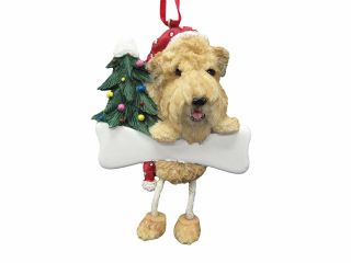 Soft Coated Wheaten Terrier Dangling Wobbly Leg Dog Bone Christmas Ornament