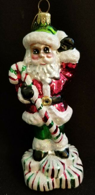 Christopher Radko Santa With Peppermints Vintage Christmas Ornament