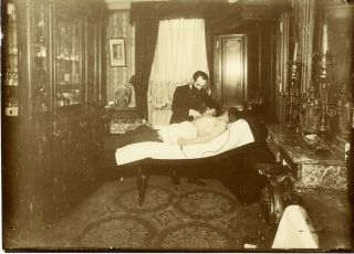Medical Three Photos A Man Receiving Electro - Therapy In Surgery Instruments 1900