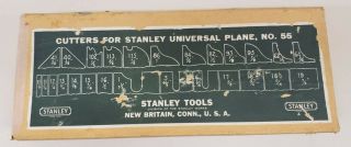 VINTAGE STANLEY NO.  55 COMBINATION WOODWORKING PLANE & 1 BOXES OF CUTTERS 2
