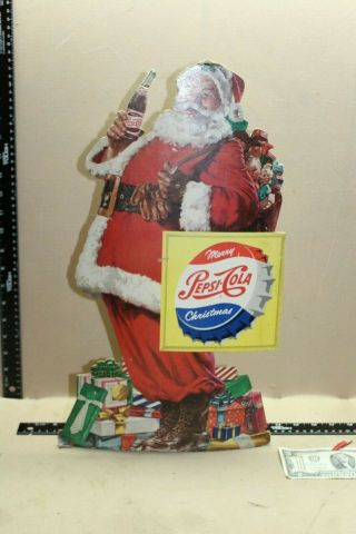 Rare 1950s Drink Pepsi Cola Santa Counter Display Sign Bottle Gifts Soda Pop Gas