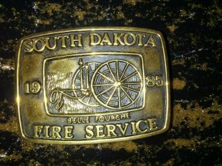 South Dakota 1985 Belle Fourche Fire Service Buckle Heritage Le Bf - 0044