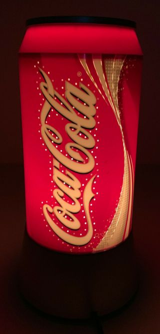 Coca Cola Can Lamp Rotating Sparkling Spin Motion Light Electric Red Plastic 12 "
