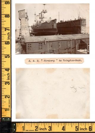 China Old Qingdao Tsingtau German Gunboat S.  M.  S.  Nürnberg Dock - orig.  1900s 2