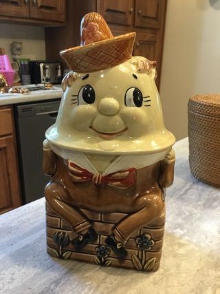 Vtg Made In Japan Humpty Dumpty Cookie Jar Nursery Rhyme