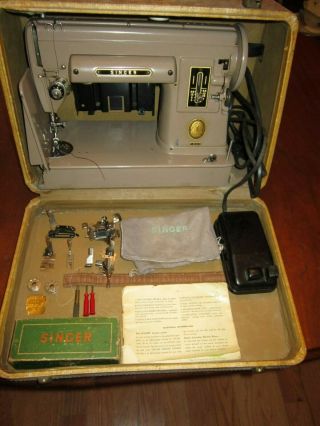 Vintage Singer 301a Long Bed Sewing Machine Serial Na300077 With Accessories