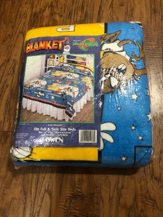 Vintage Space Jam Blanket Twin Full Bed Michael Jordan Taz Bugs Bunny