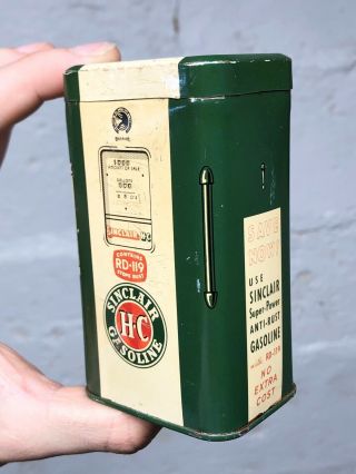 RARE 1940s Sinclair Gasoline Pump Tin Can Coin Bank Gas Oil Sign VTG 2