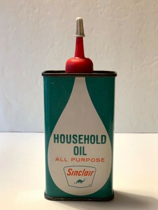 Vintage Sinclair Household Oil Tin Can Green Advertising Dinosaur
