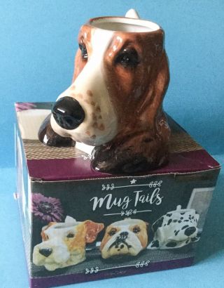 Large Basset Hound Dog Novelty Mug Willow Hall Mug Tails,  Christmas Gift Boxed