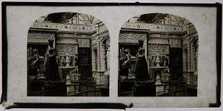 Crystal Palace Stereoview - Glass View Of The Renaissance Court