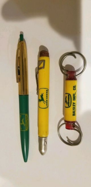 Vintage John Deere 4 Legged Advertising Bullet Pencil,  Keychain,  Pen,  Nokomis Il