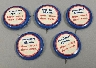 5 Vintage President Nixon Now More Than Ever Presidential Campaign Pin Buttons