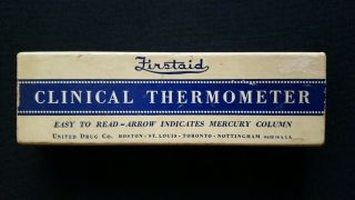 Vintage United Drug Firstaid Oral / Rectal Fever Thermometer Box & Case